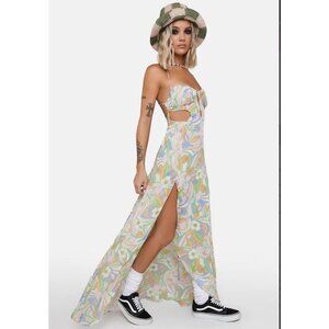 NEW For Love & Lemons Guinevere Cut-Out Maxi Dress, size small